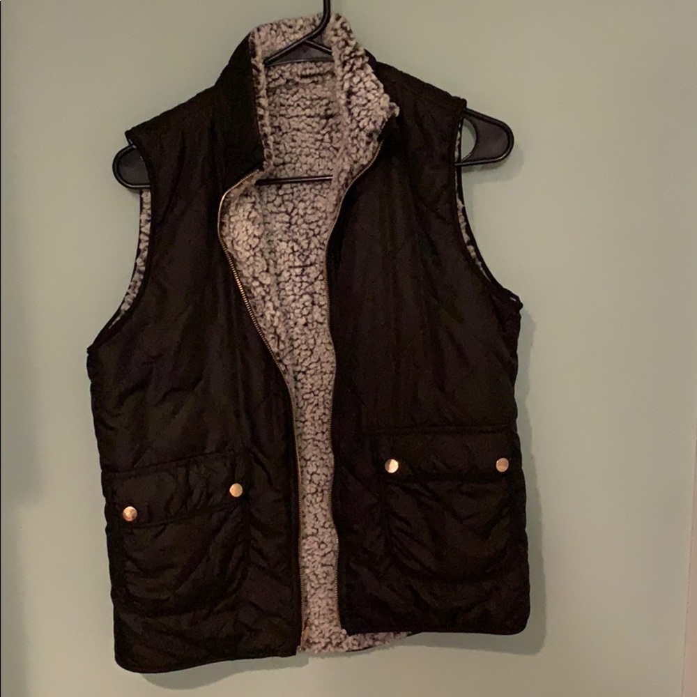 Reversible black and wool vest